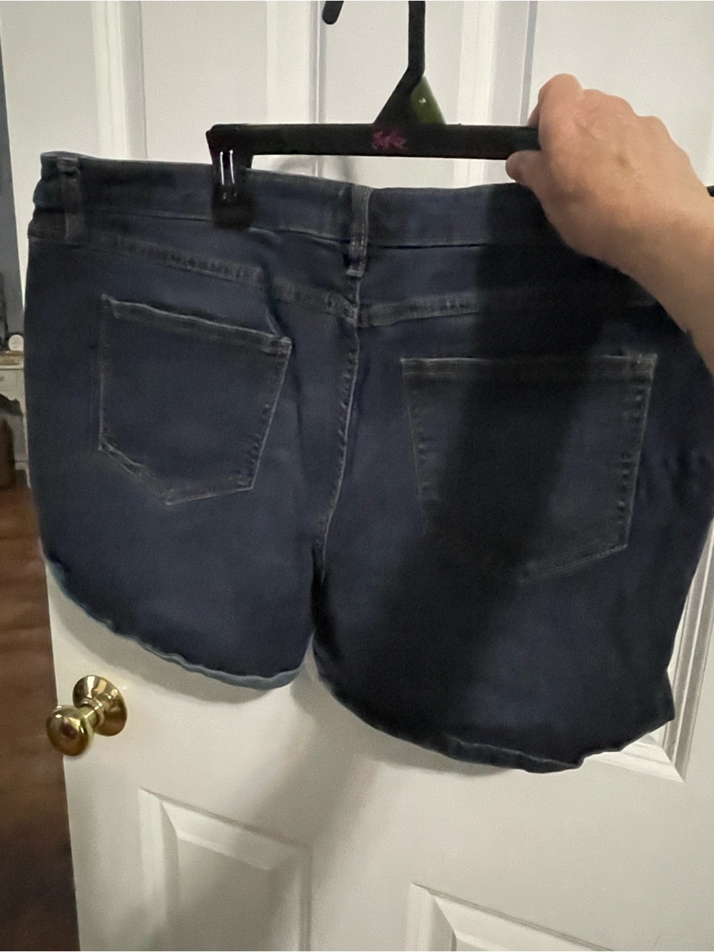 LC Lauren Conrad Dark Blue Rolled-Hem Denim Shorts - Picture 2 of 3